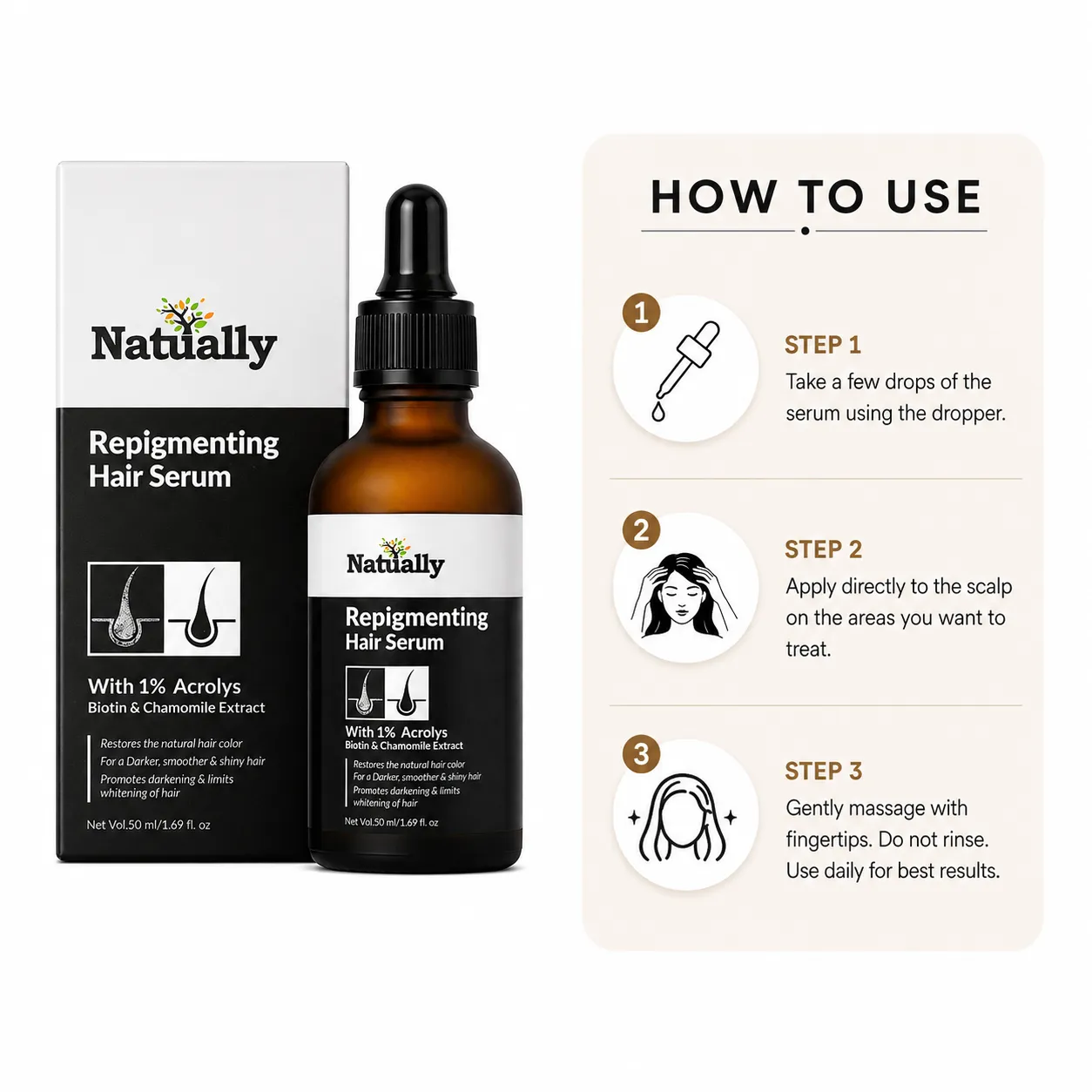 Natually Repigmenting Hair Serum – 50 ml - Image 4