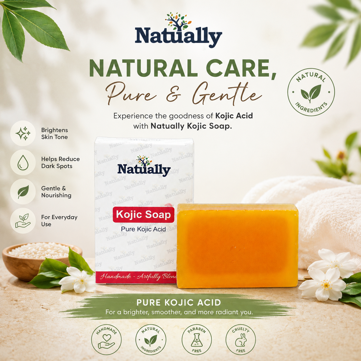 Natually Kojic Soap – Pure Kojic Acid | 125g - Image 4