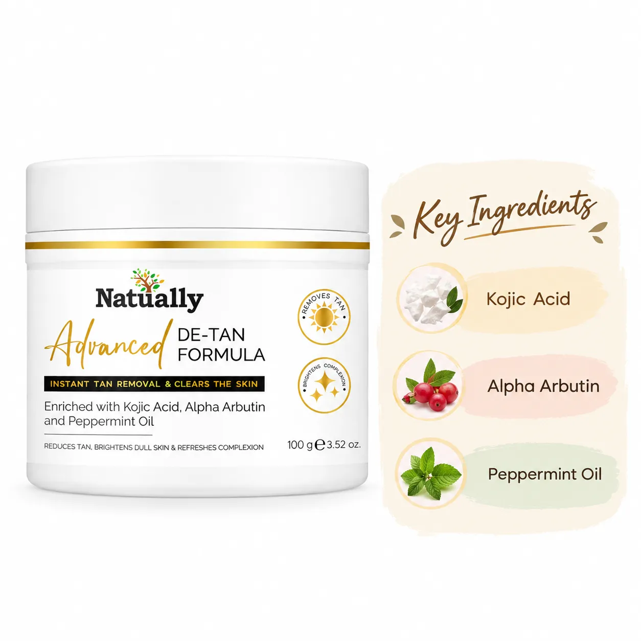 Natually Advanced De-Tan Formula – Instant Tan Removal & Skin Brightening Cream (100 g) - Image 3