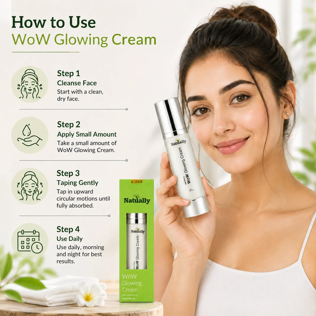 Natually WoW Glowing Cream – New Milky Formula (50ml) - Image 2