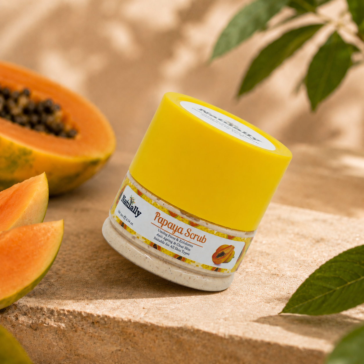 Natually Papaya face Scrub Unclog Pores & Exfoliates Anti-Ageing & Clear Skin