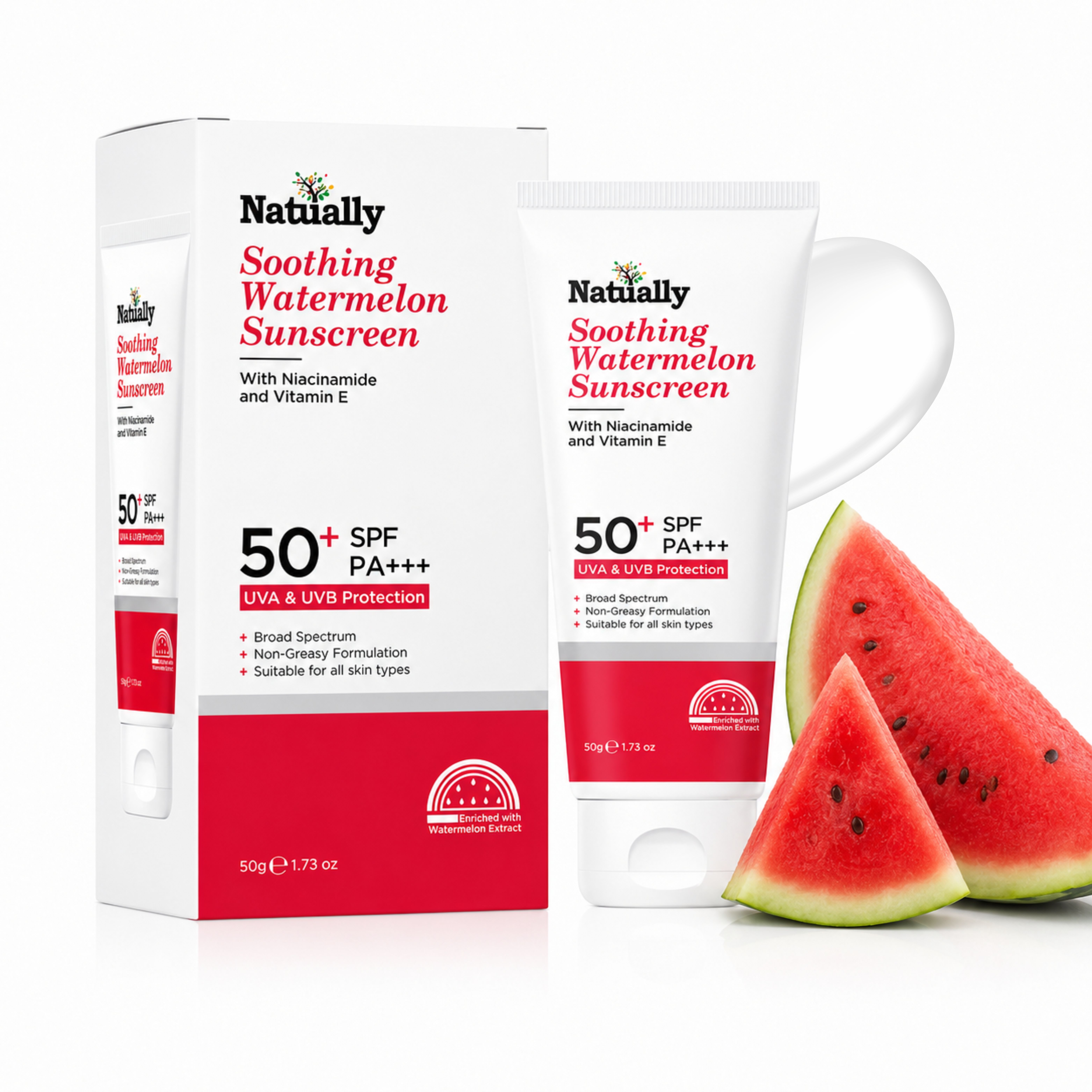 NATUALLY SOOTHING WATERMELON SUNSCREEN - NIACINAMIDE & VITAMIN E