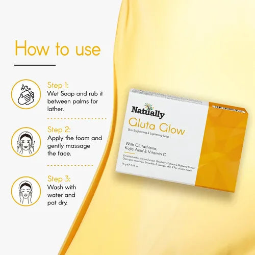 Natually Gluta Glow Soap - Glutathione, kojic acid & Vit-C -75Gms