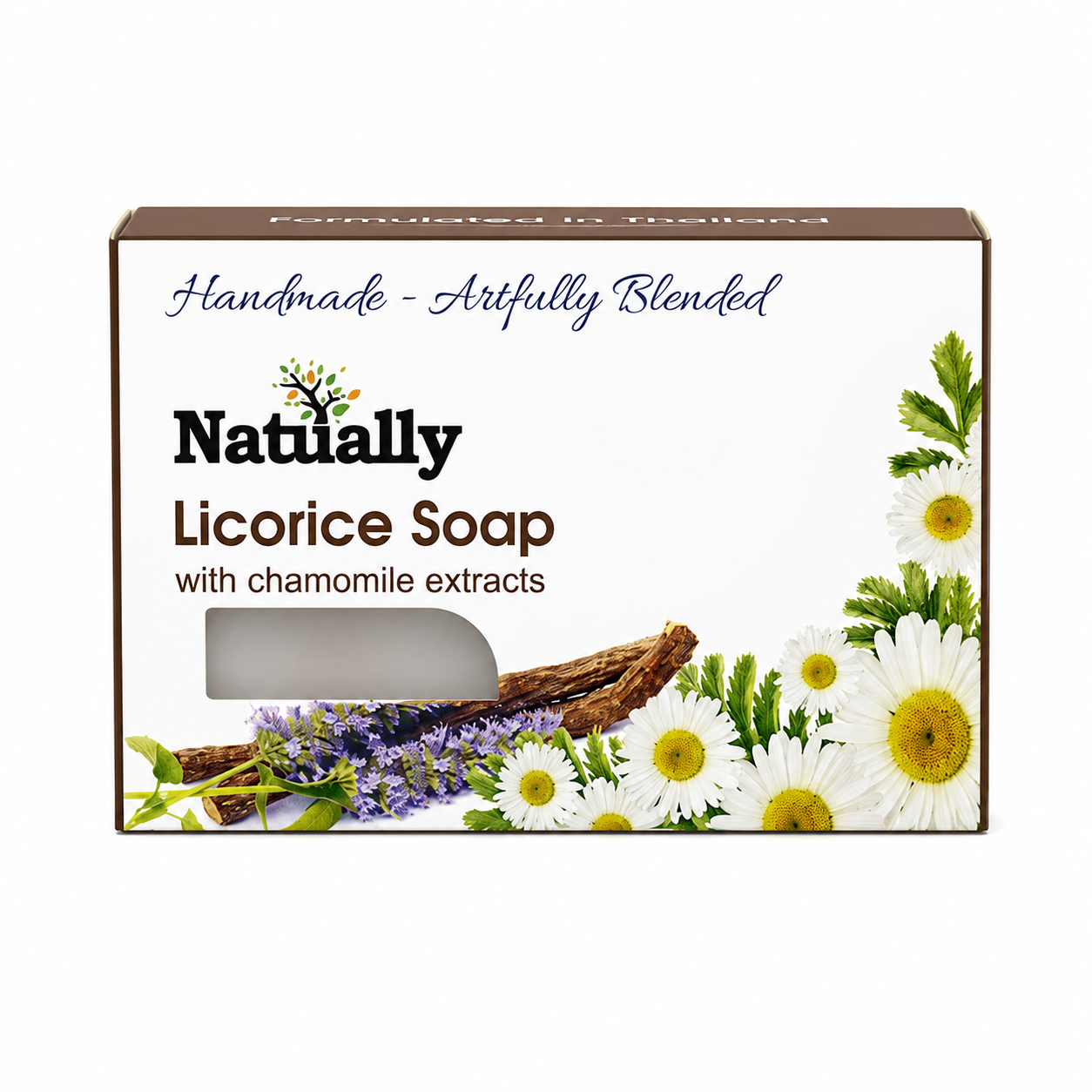 NATUALLY 100% Handmade Licorice Bath Soap - Face & Body Soap Bar with Chamomile Extracts - 125 Grams (Pack of 1)