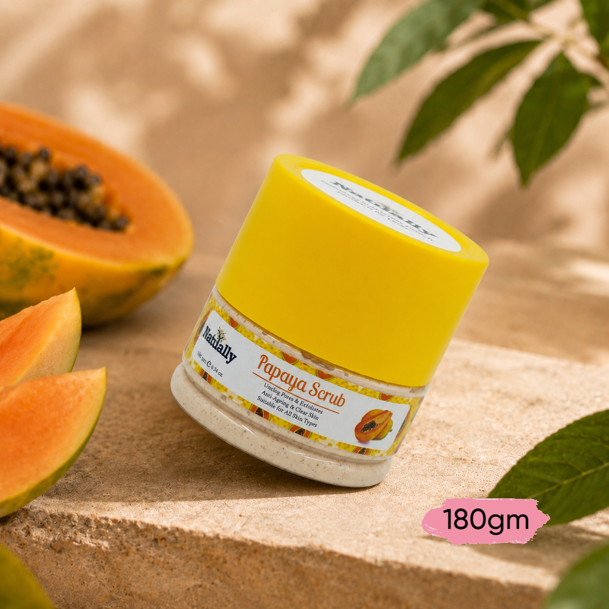 Natually Papaya Scrub -Unclog Pores & Exfoliates - 180gms