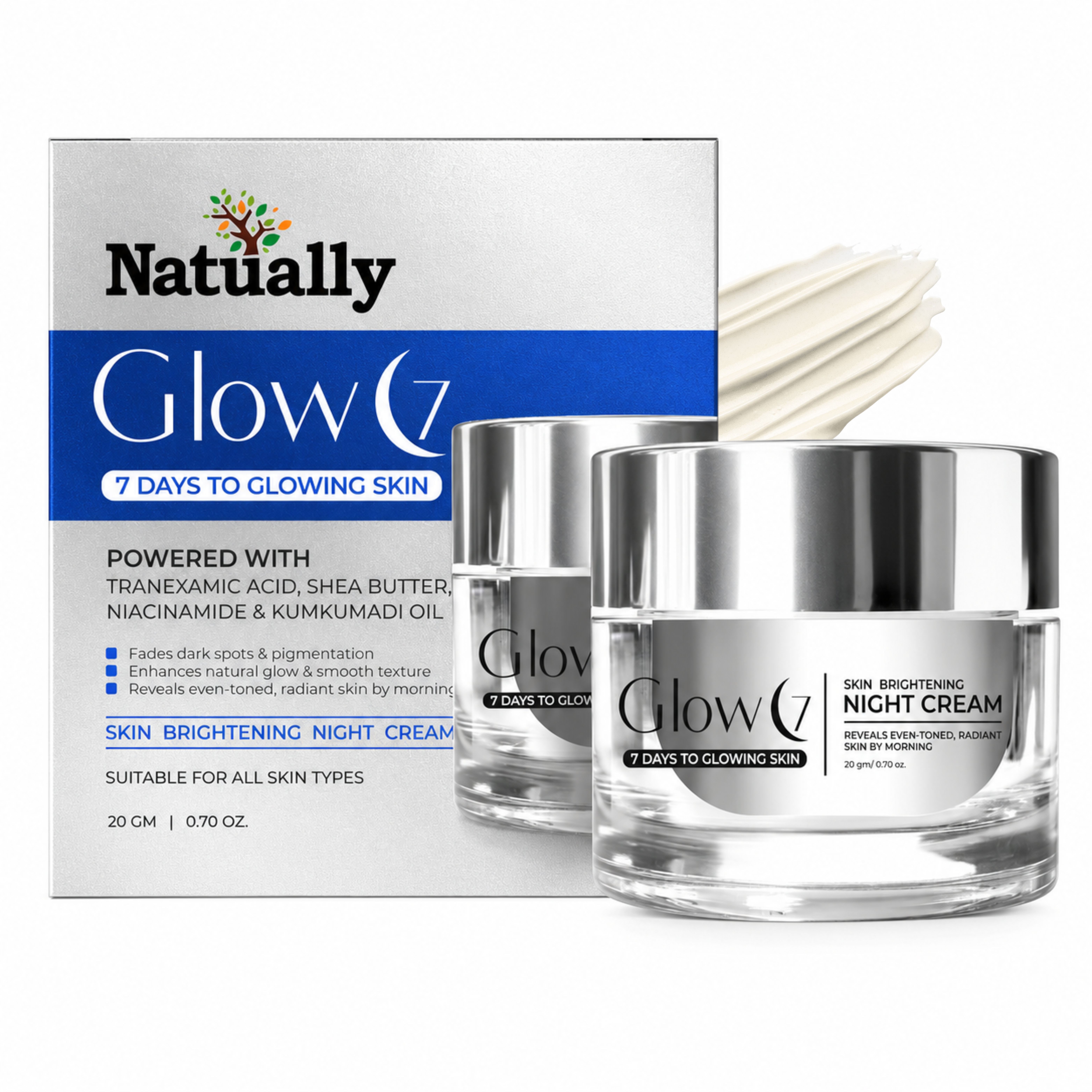 Glow 7 Skin Brightening Night Cream for Radiant Overnight Care20G