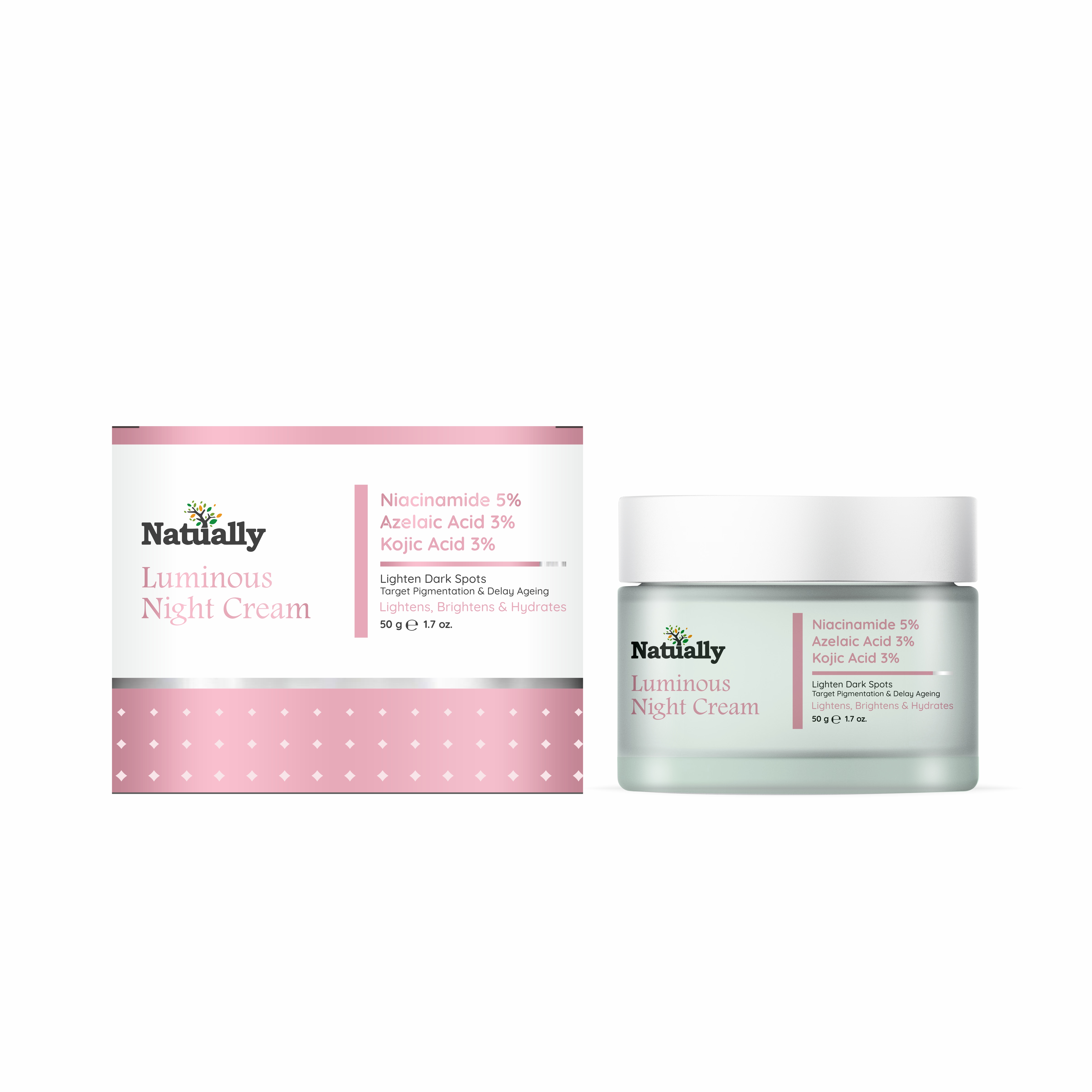 Natually Luminous Night Cream -5% Niacinamide, Azelaic Acid, 3% Kojic Acid