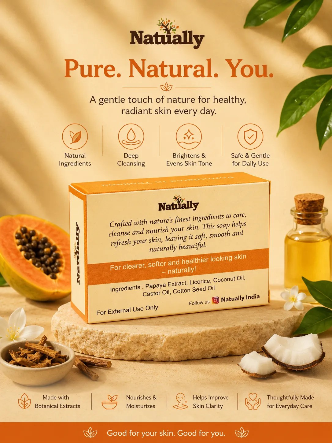 Natually Vitamin-C Soap with Orange Essential Oil - 125g - Image 5