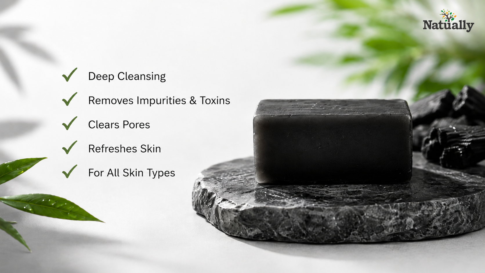 Natually Activated Charcoal Soap with Tea Tree Oil – 125g - Image 5