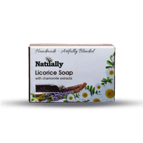 NATUALLY 100% Organic Handmade Licorice Bath Soap - Face & Body Soap Bar with Chamomile Extracts - 125 Grams (Pack of 1)