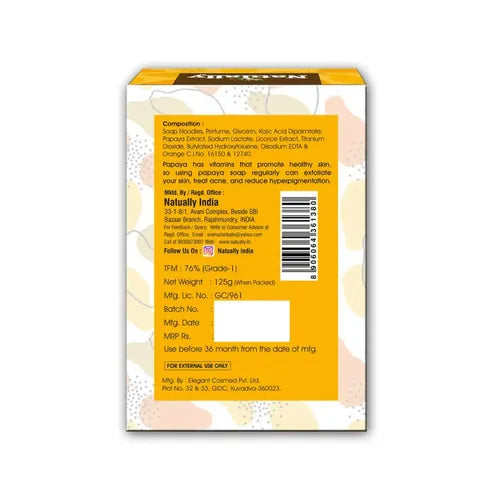 NATUALLY Exfoliating Bathing Bar with Papaya Extract and Kojic Acid - 125g - Image 2