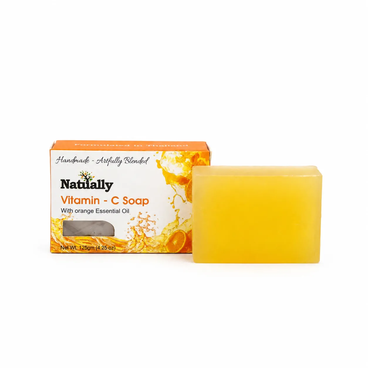 Natually Vitamin-C Soap with Orange Essential Oil - 125g - Image 2