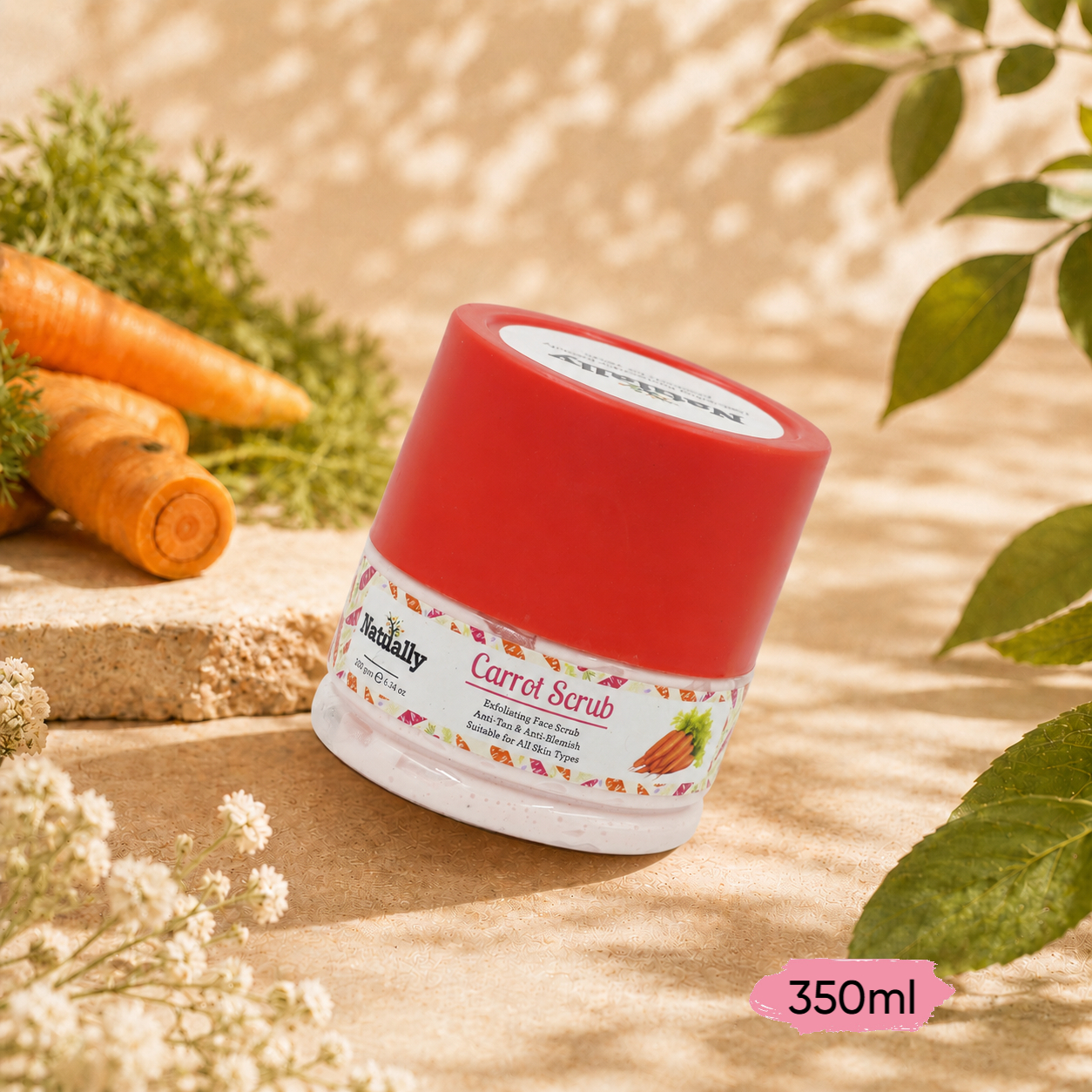 Natually Carrot Scrub - Exfoliating & Anti Tan & Anti Blemish 350gms