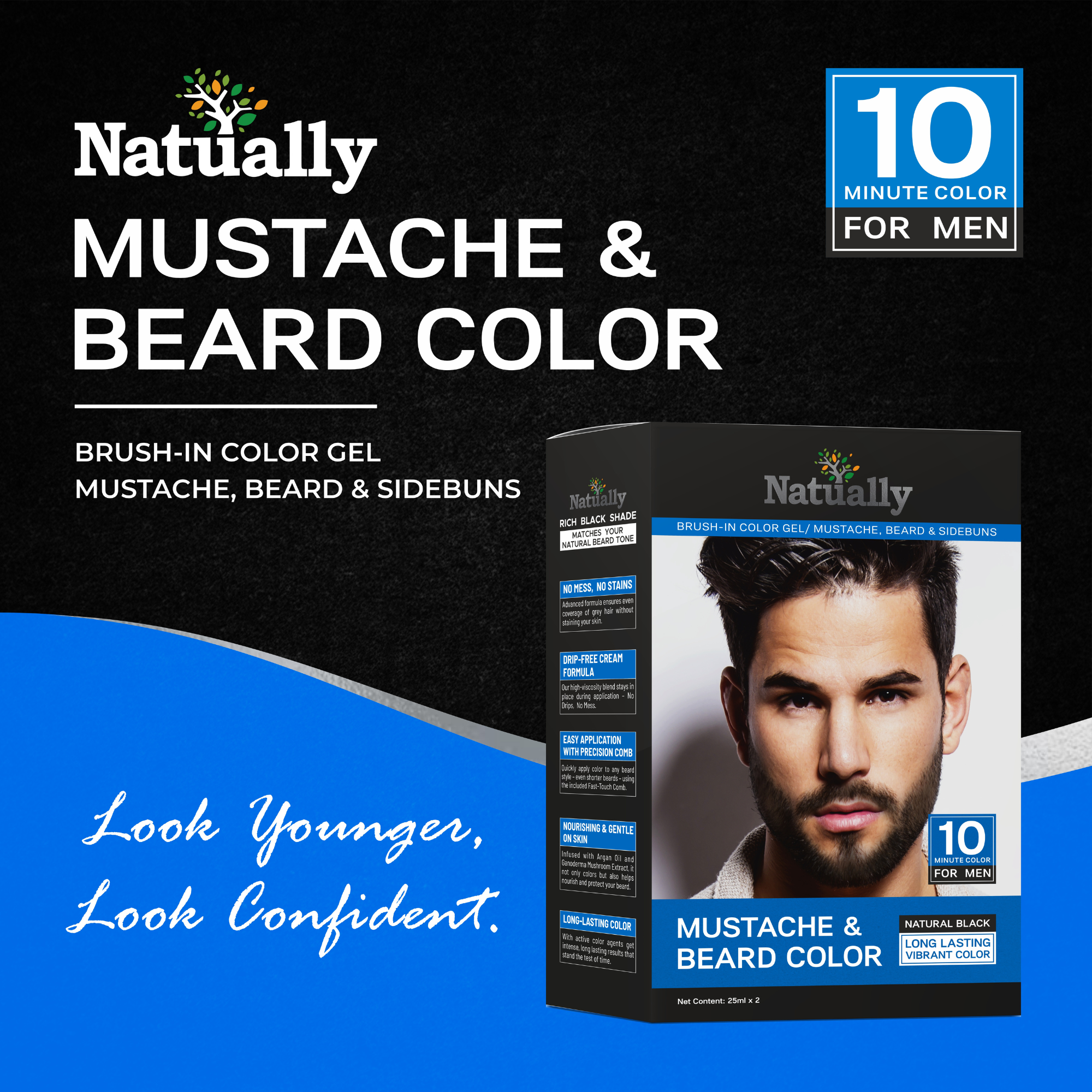 Natually Mustache and Beard Color Gentle and Long-Lasting
