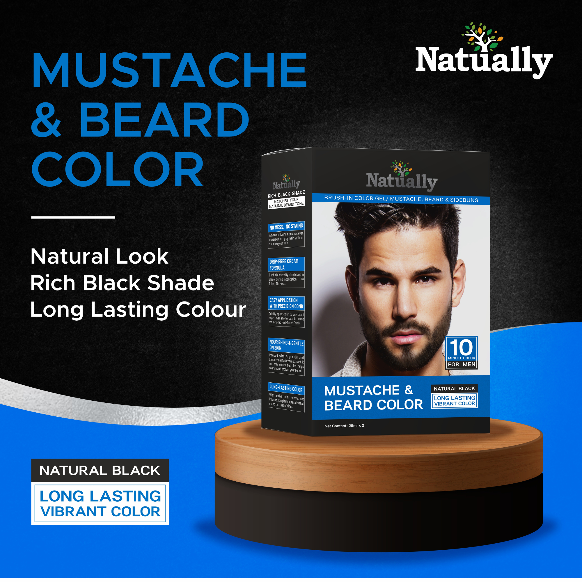 Natually Mustache and Beard Color Gentle and Long-Lasting