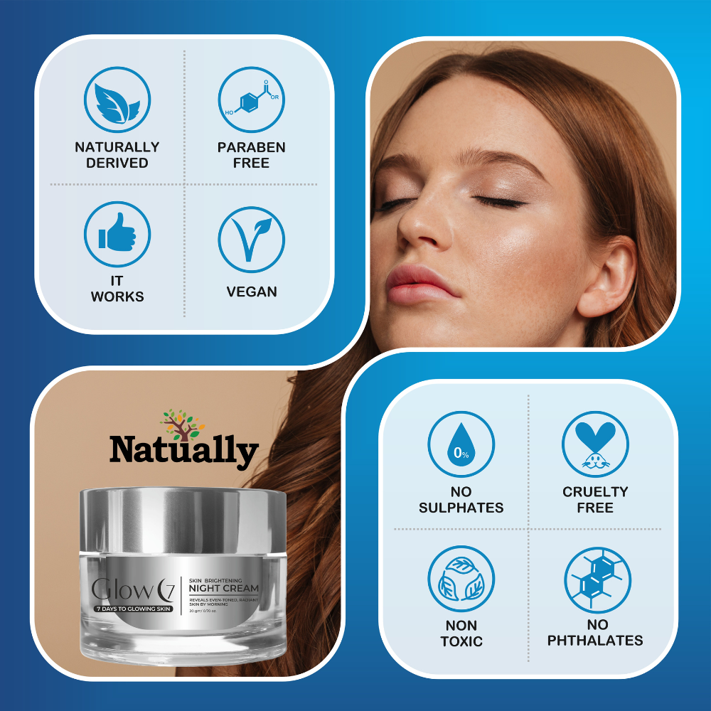 Glow 7 Skin Brightening Night Cream for Radiant Overnight Care - 20G