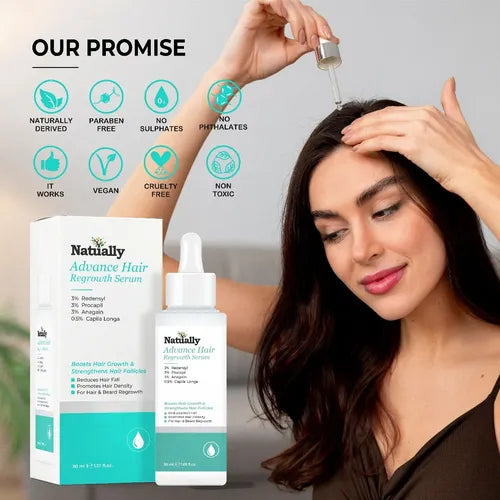Natually Advance Hair Regrowth Serum - Boost Hair Growth & Reduce Hair Fall - 30ml