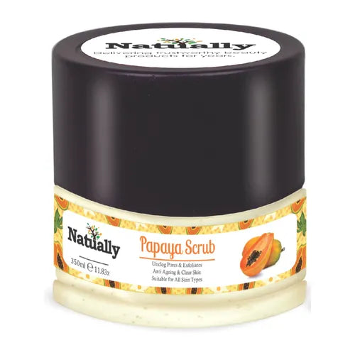 Natually Papaya face Scrub Unclog Pores & Exfoliates Anti-Ageing & Clear Skin - 350g