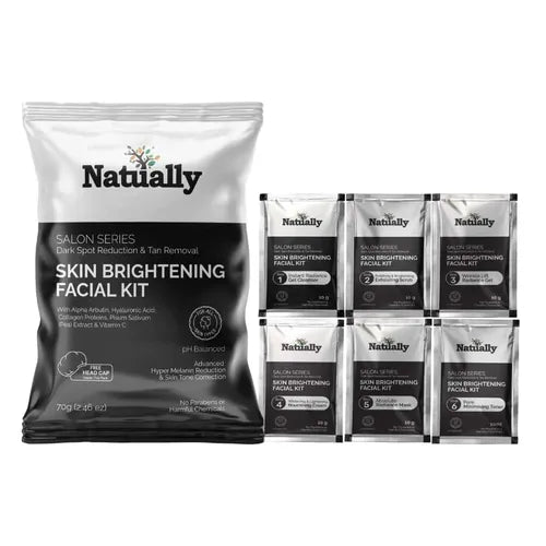 Natually Skin Brightening Facial Kit - Dark Spot Reduction & Tan Removal - 70gms