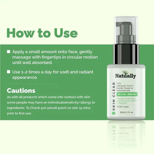 Natually Skin Clear Serum - 2.5% Salicylic Acid + Bioran Flower & Niacinamide