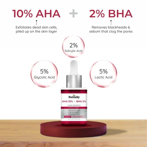 Skin Renew Face Peel with AHA 10% and BHA 2% for Smooth Skin